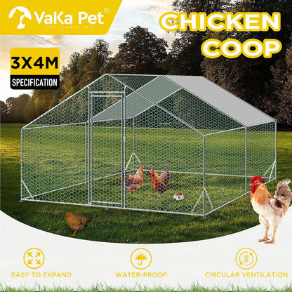 Cradle Coast Pet & Aquarium | VaKa 3x4x1.95m Metal Walk - in Chicken Coop Rabbit Hutch Cage Hen House Chook Au | Cradle Coast Pet & Aquarium