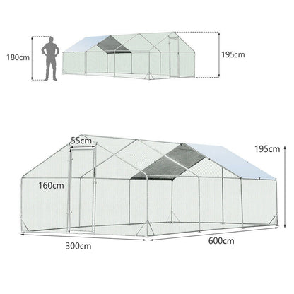 Cradle Coast Pet & Aquarium | VaKa 3x6x1.95m Metal Walk - in Chicken Coop Rabbit Hutch Cage Hen House Chook Au | Cradle Coast Pet & Aquarium