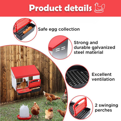 Cradle Coast Pet & Aquarium | VaKa Chicken Hen Coop Hutch 2 Hole Inside Outside Roll Away Lay Egg Nesting Box | Cradle Coast Pet & Aquarium