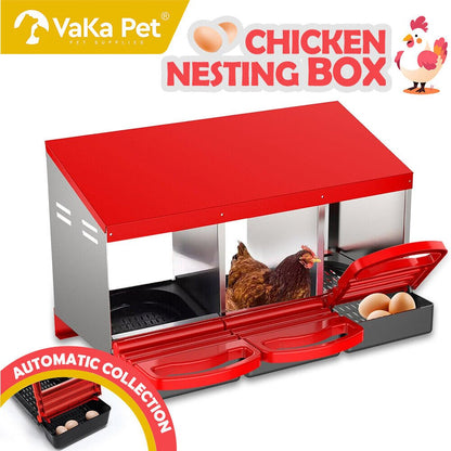 Cradle Coast Pet & Aquarium | VaKa Chicken Hen Coop Hutch 3 Hole Inside Outside Roll Away Lay Egg Nesting Box | Cradle Coast Pet & Aquarium
