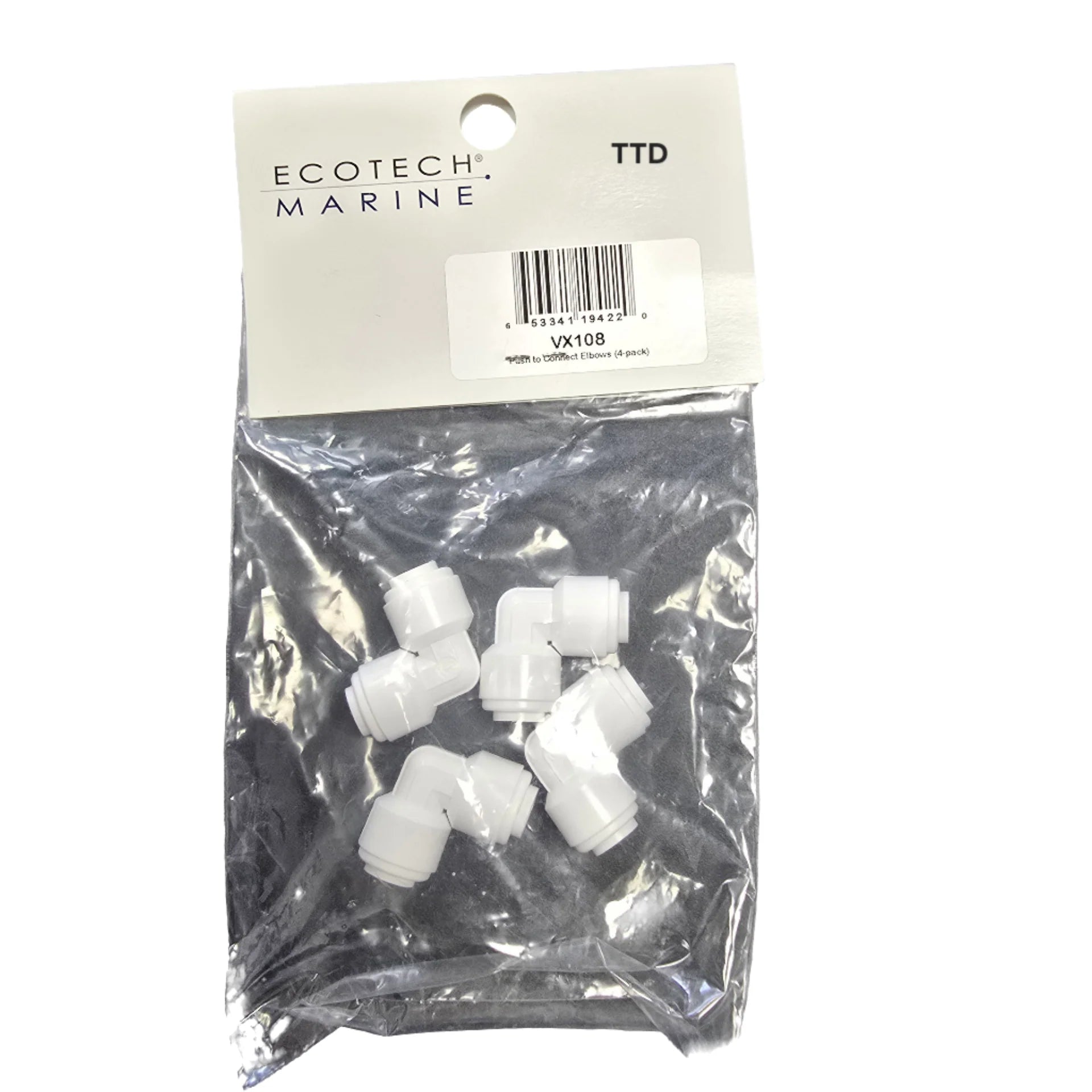 EcoTech Marine | Versa Push Connector Elbows - 4pk | Cradle Coast Pet & Aquarium